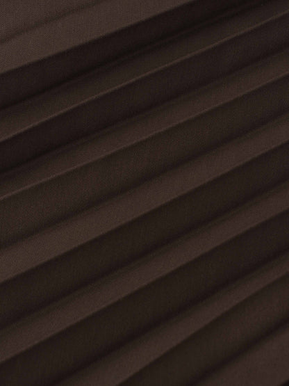 Pleated Slip Dress-Brown