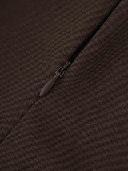Pleated Slip Dress-Brown