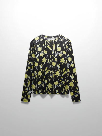 Basic Printed T-shirt-Neon Flower
