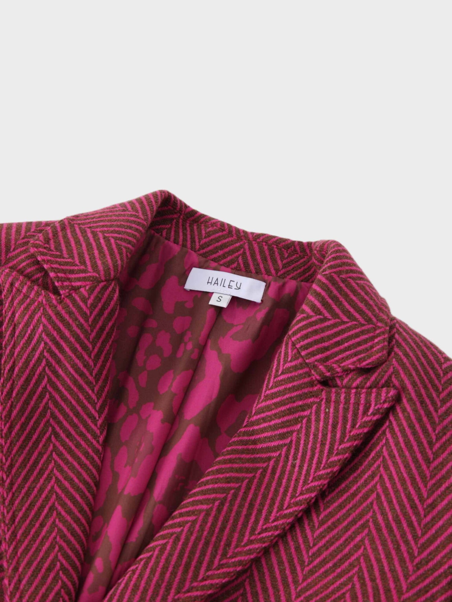 Fitted Blazer-Pink/Brown Herringbone