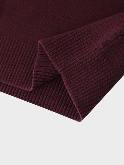 V-Neck Knit Vest-Speckled Burgundy