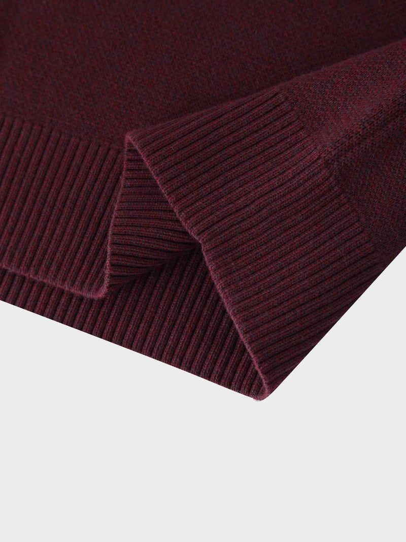 V-Neck Knit Vest-Speckled Burgundy