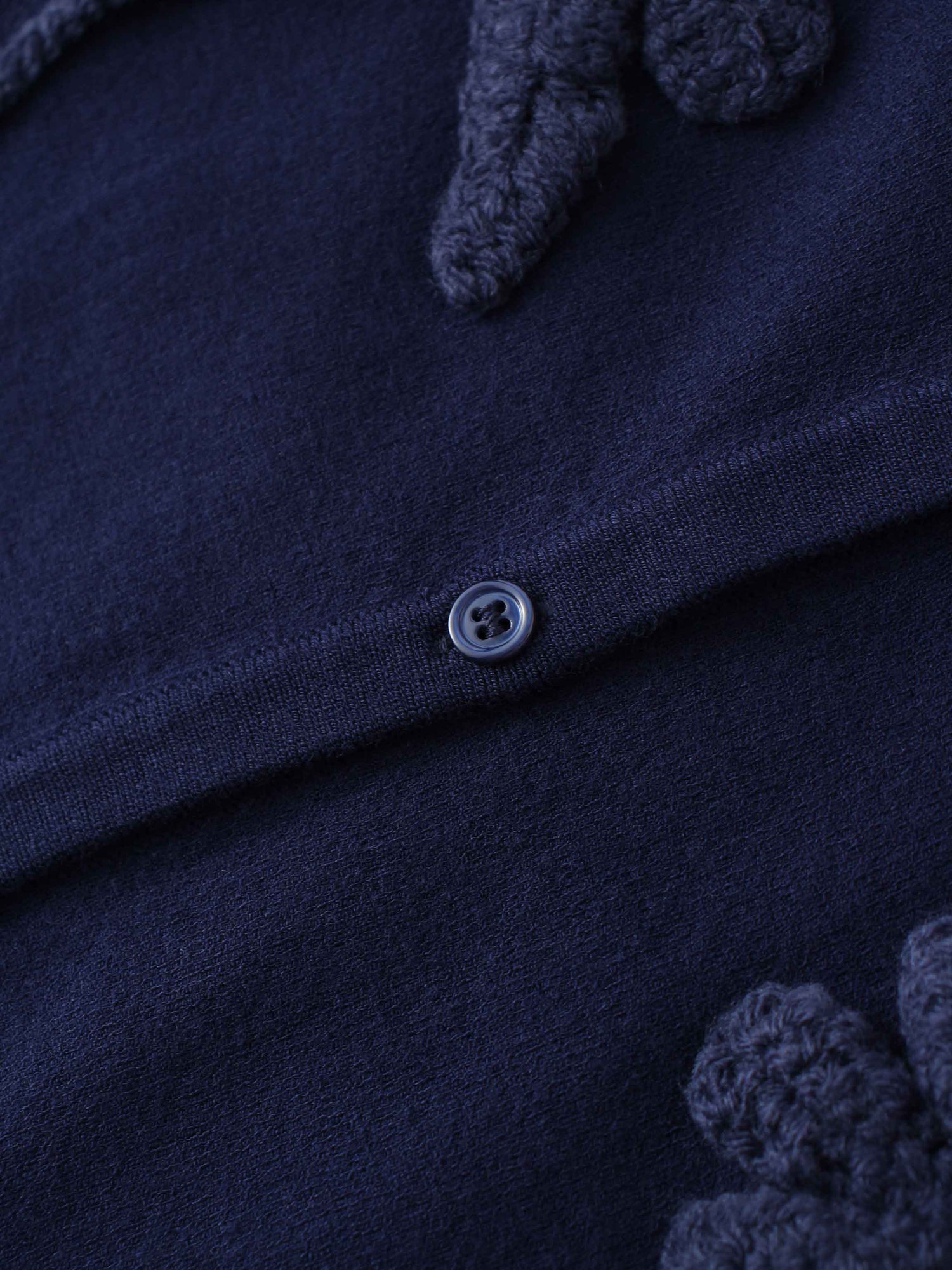 Crochet Puff Flower Sweater Set-Navy