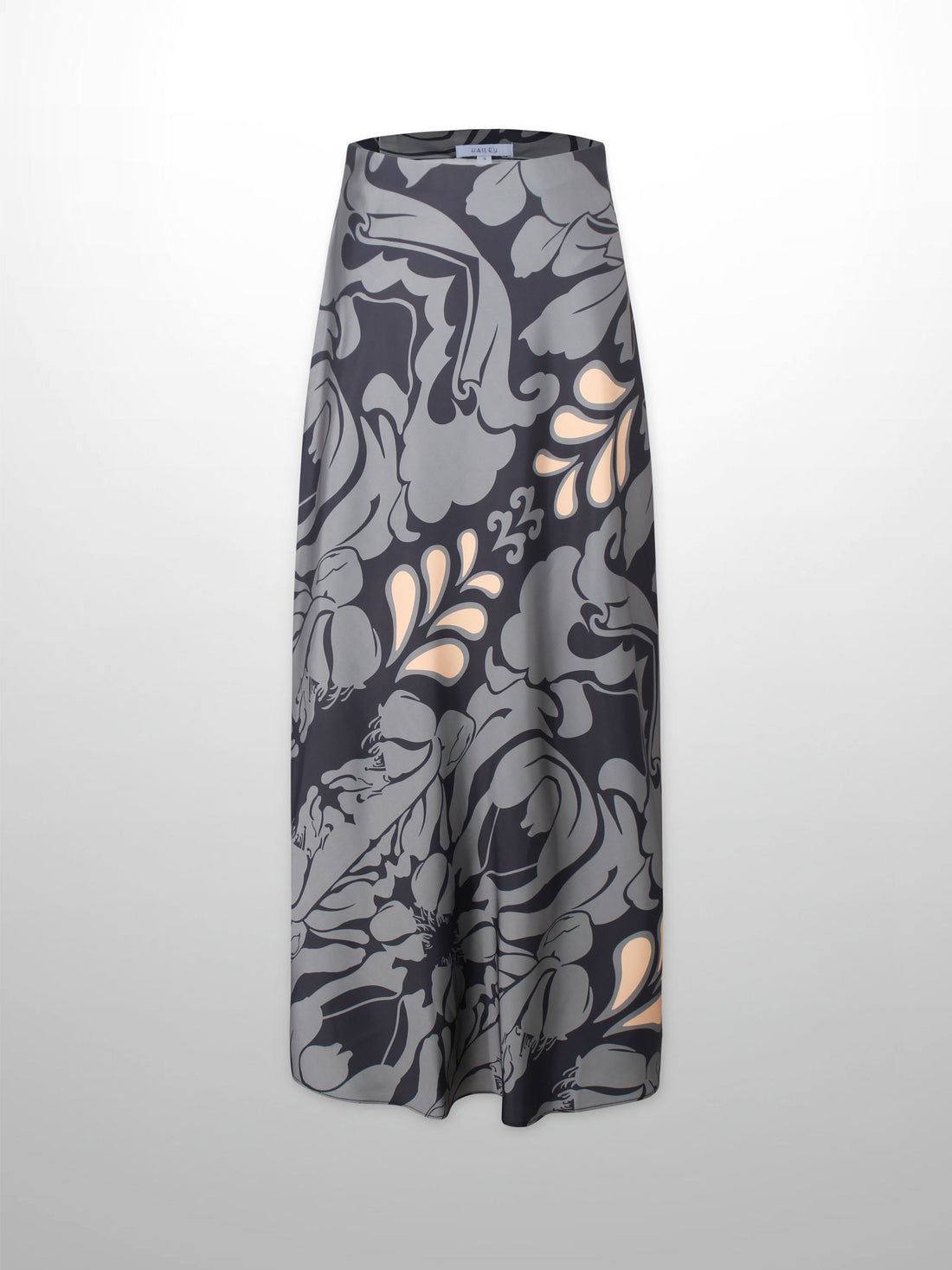 Printed Satin Slip Skirt-Taupe Floral