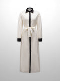 Long Button Down Shirtdress-Black Trimmed
