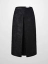 Embossed Inverted Pleat Skirt-Black