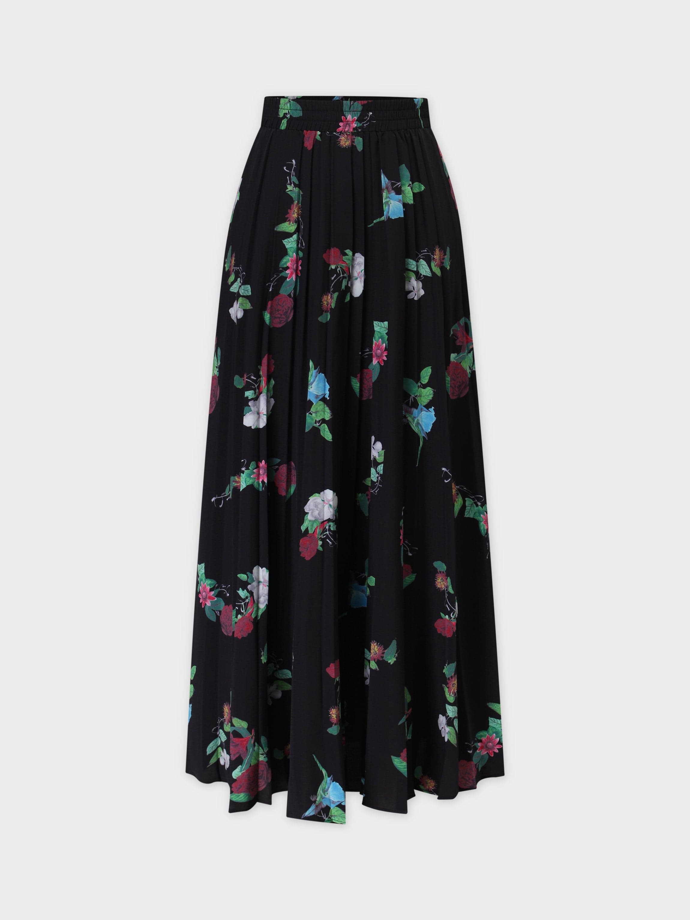 Covered Band Pleated Skirt 37&quot;-Floral Bunch