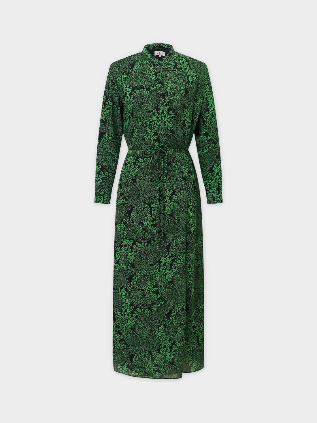 SATIN WRAP DRESS-GREEN FLORAL