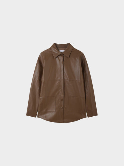 Snap Down Shacket-Olive