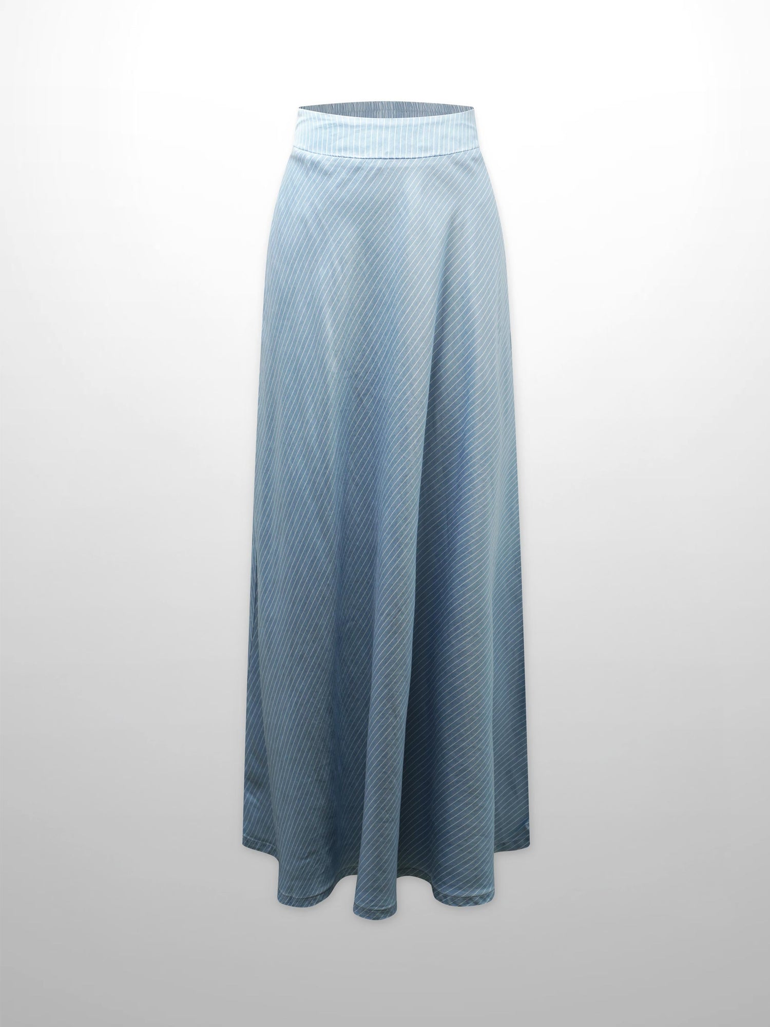 Pinstripe Circle Skirt-Light Blue/White