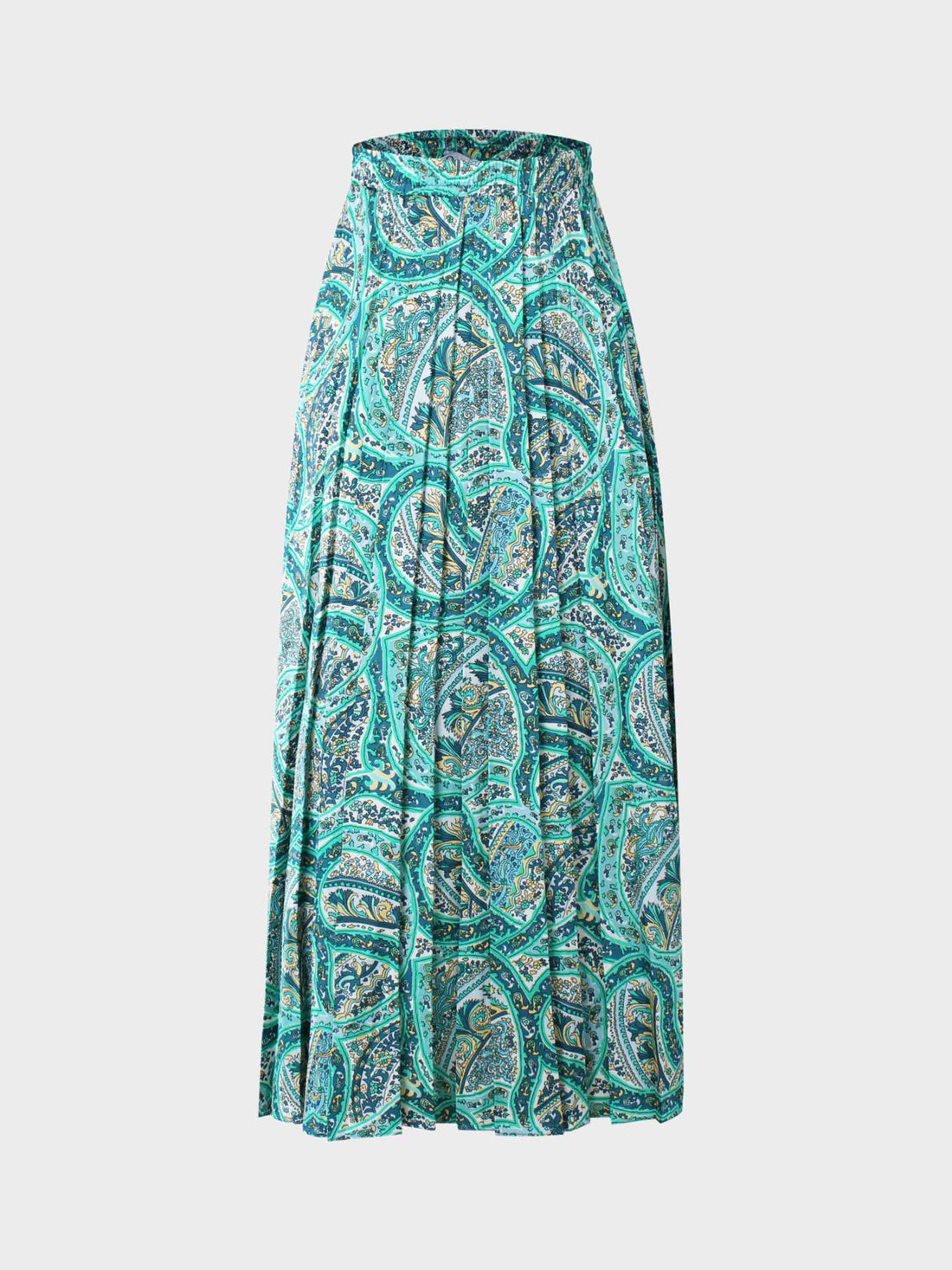 Covered Band Pleated Skirt 37"-Floral Paisley