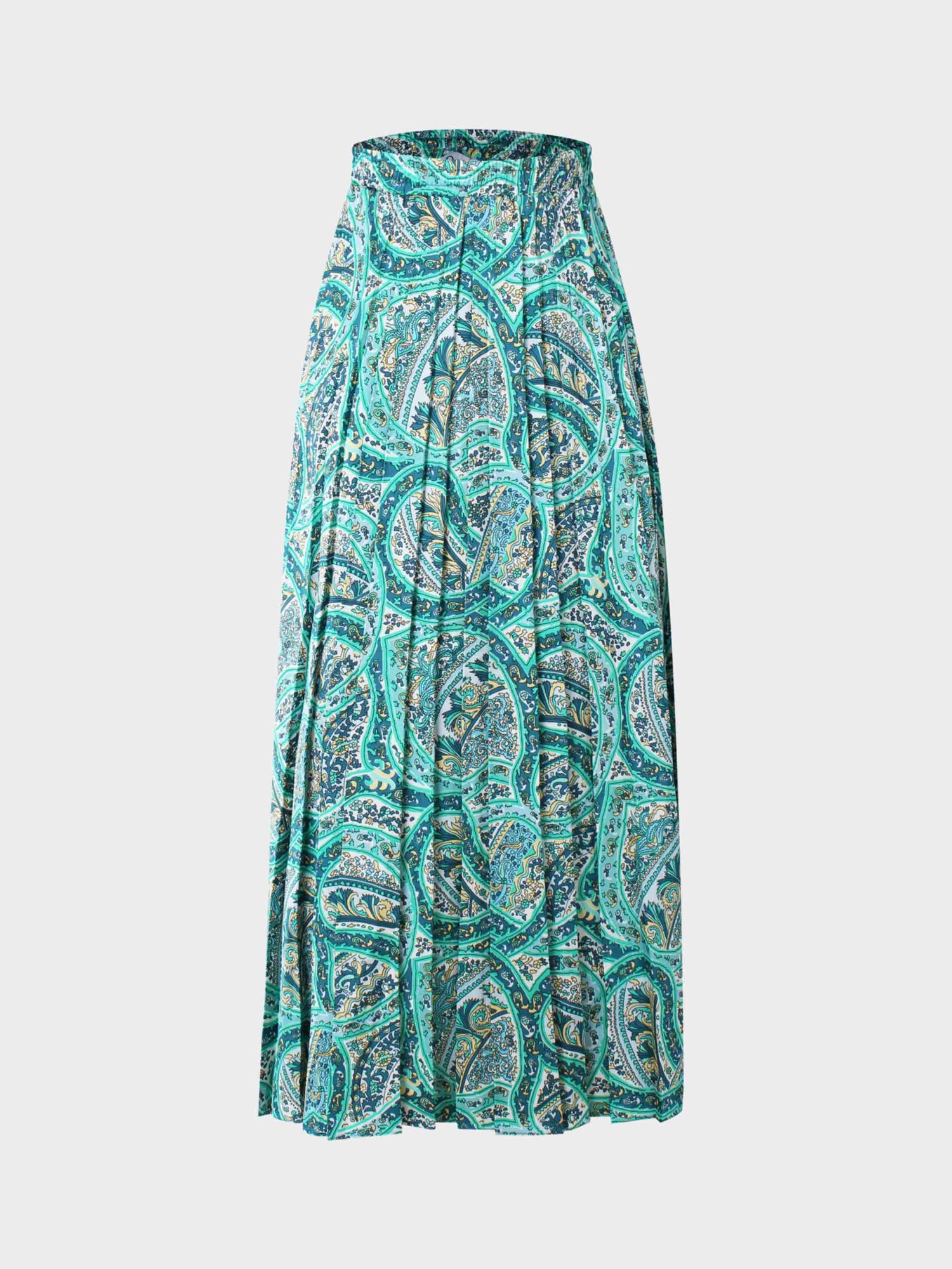 Covered Band Pleated Skirt 37"-Floral Paisley