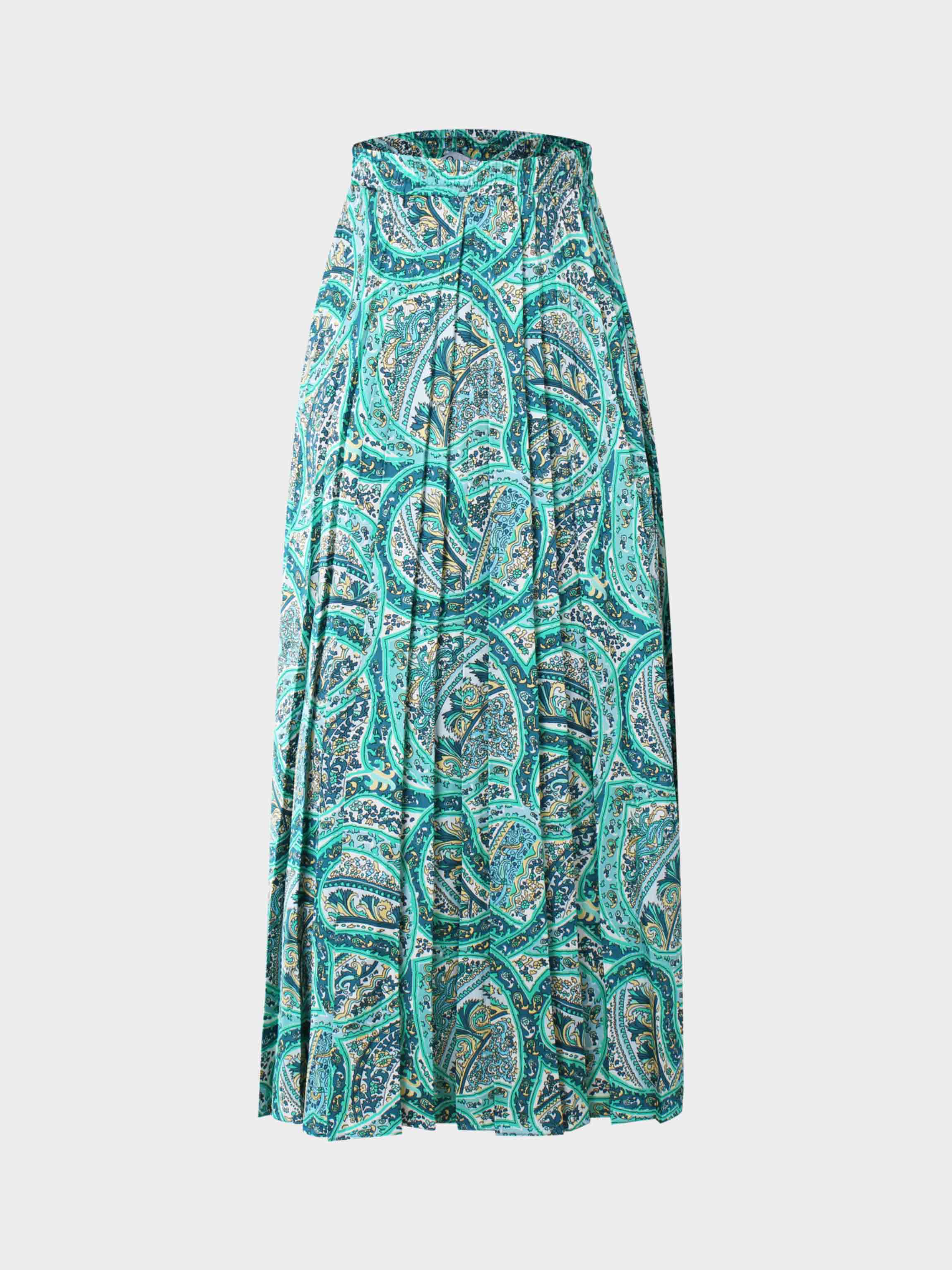 Covered Band Pleated Skirt 37"-Floral Paisley