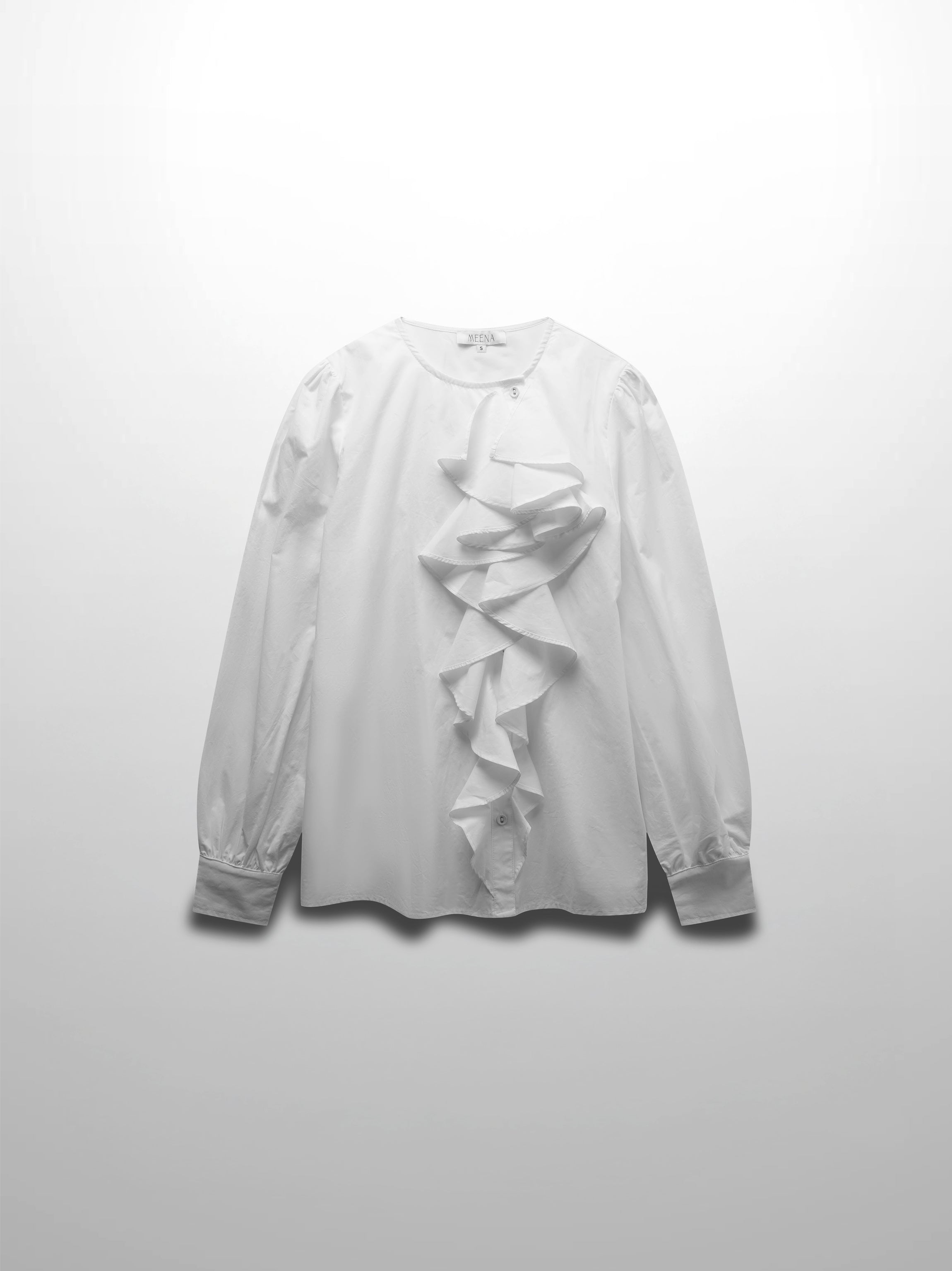 Asymmetrical Ruffle Blouse-White