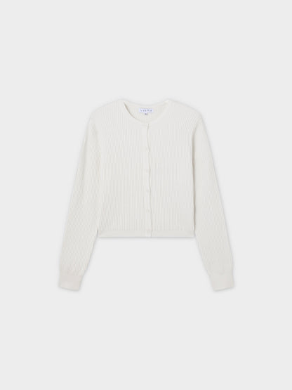 Button Down Ribbed Cardigan-Ivory