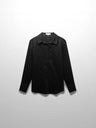 Linen Button Down Blouse-Black