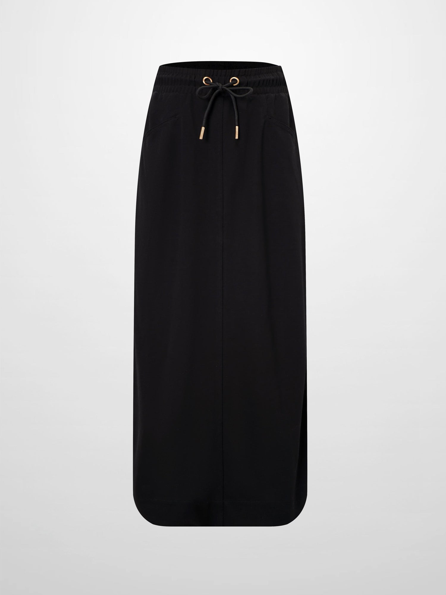 Drawstring Pocket T-Shirt Skirt-Black