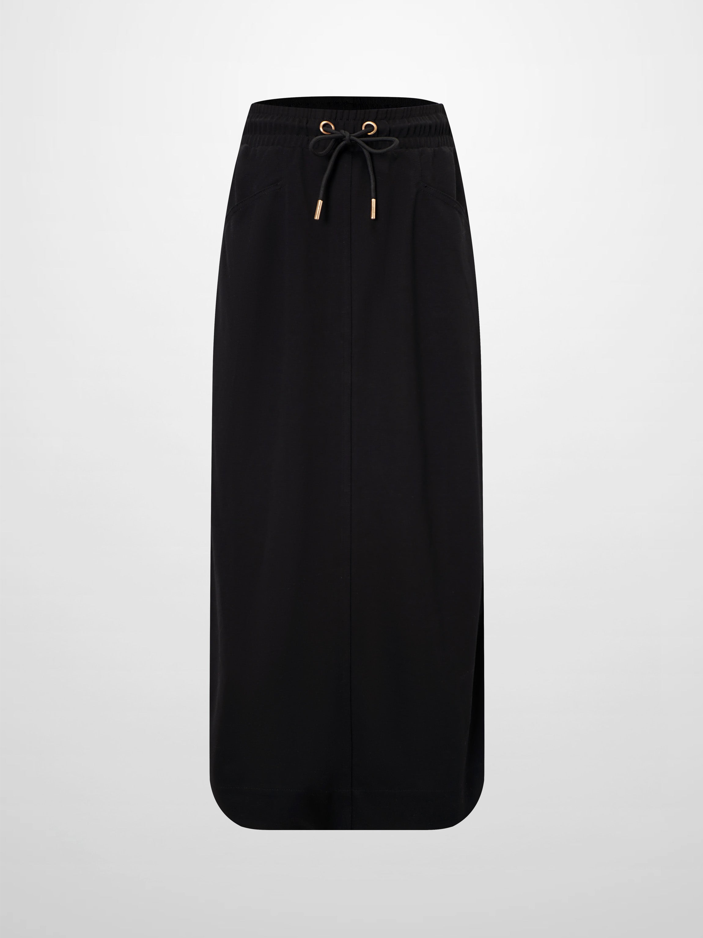 Drawstring Pocket T-Shirt Skirt-Black