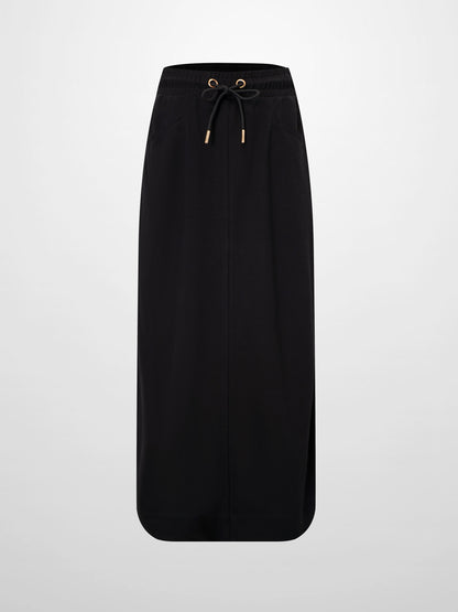 Drawstring Pocket T-Shirt Skirt-Black