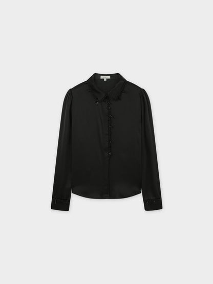Beaded Trim Blouse-Black