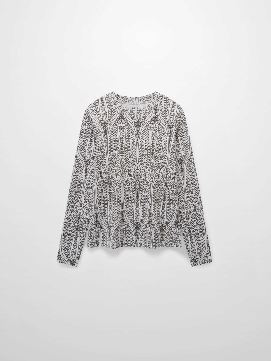 Basic Printed T-shirt-Paisley Vines Brown