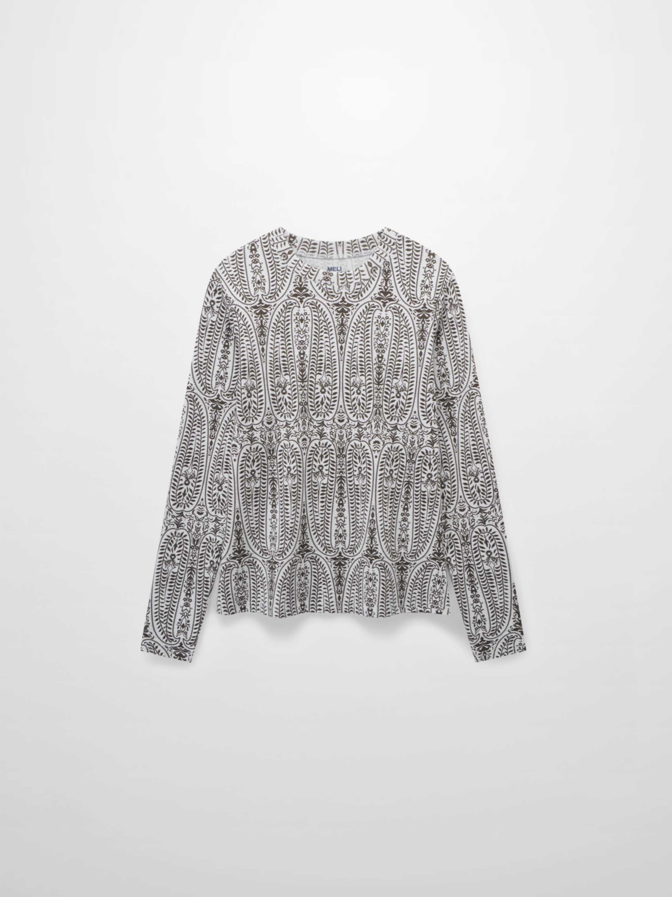 Basic Printed T-shirt-Paisley Vines Brown