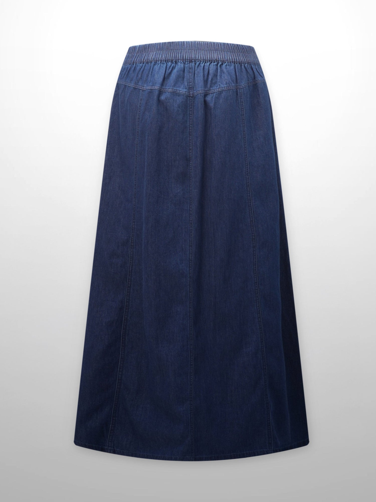 Elastic Waist Denim Skirt-Blue