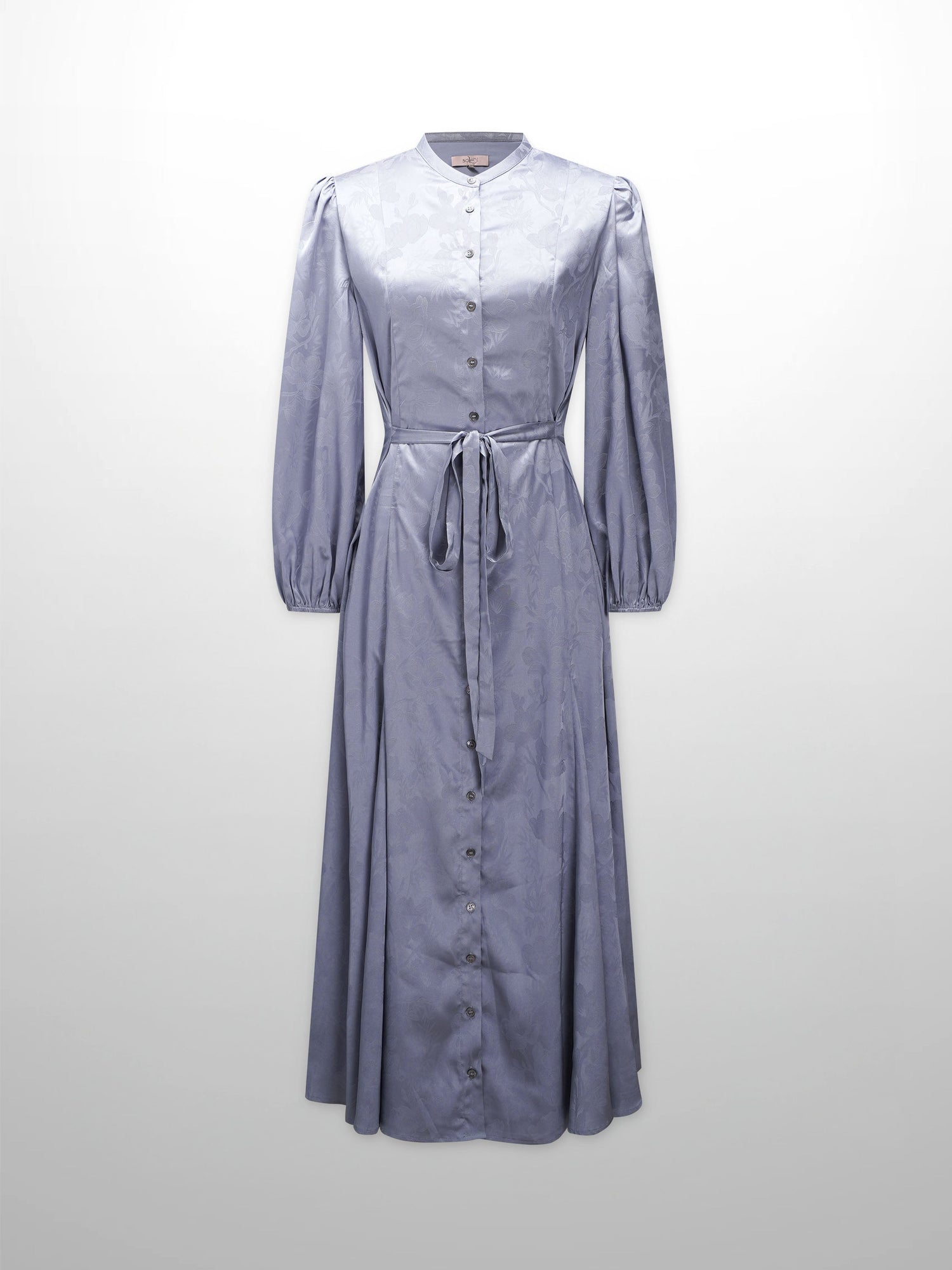A Line Shirtdress-Slate Blue Floral