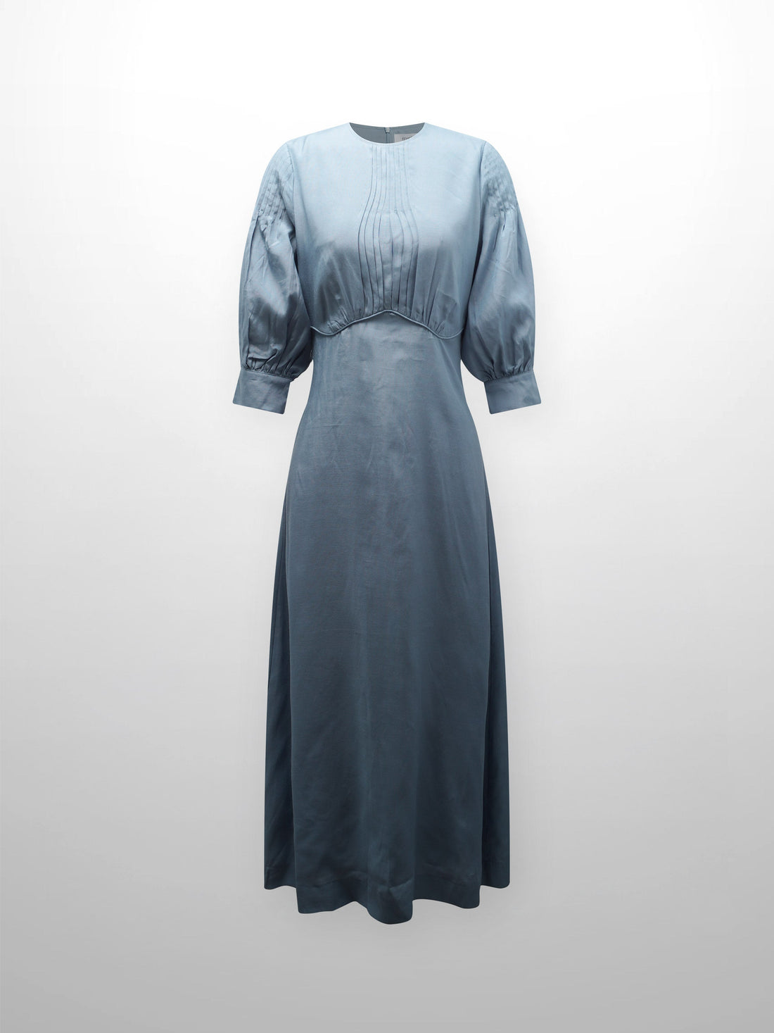 Pleated Sleeve High Waisted Dress-Light Blue