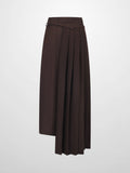 Pencil Pleat Combo Skirt-Dark Brown