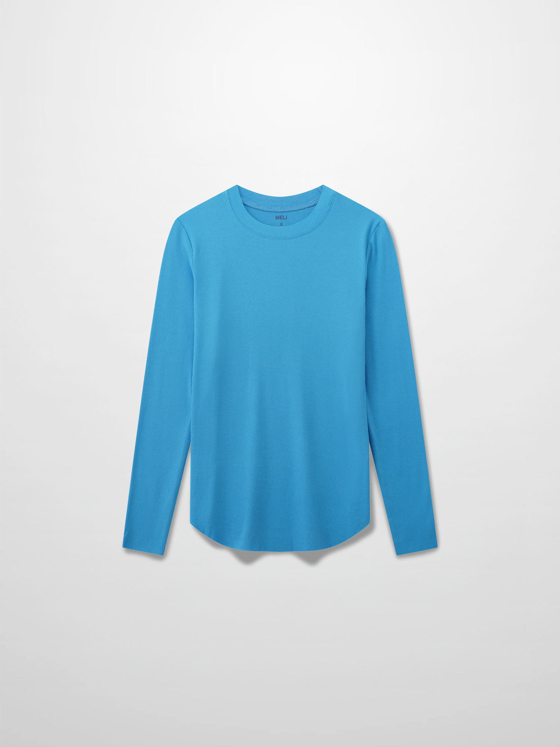 Rounded Hem Ribbed T-Shirt-Sky Blue