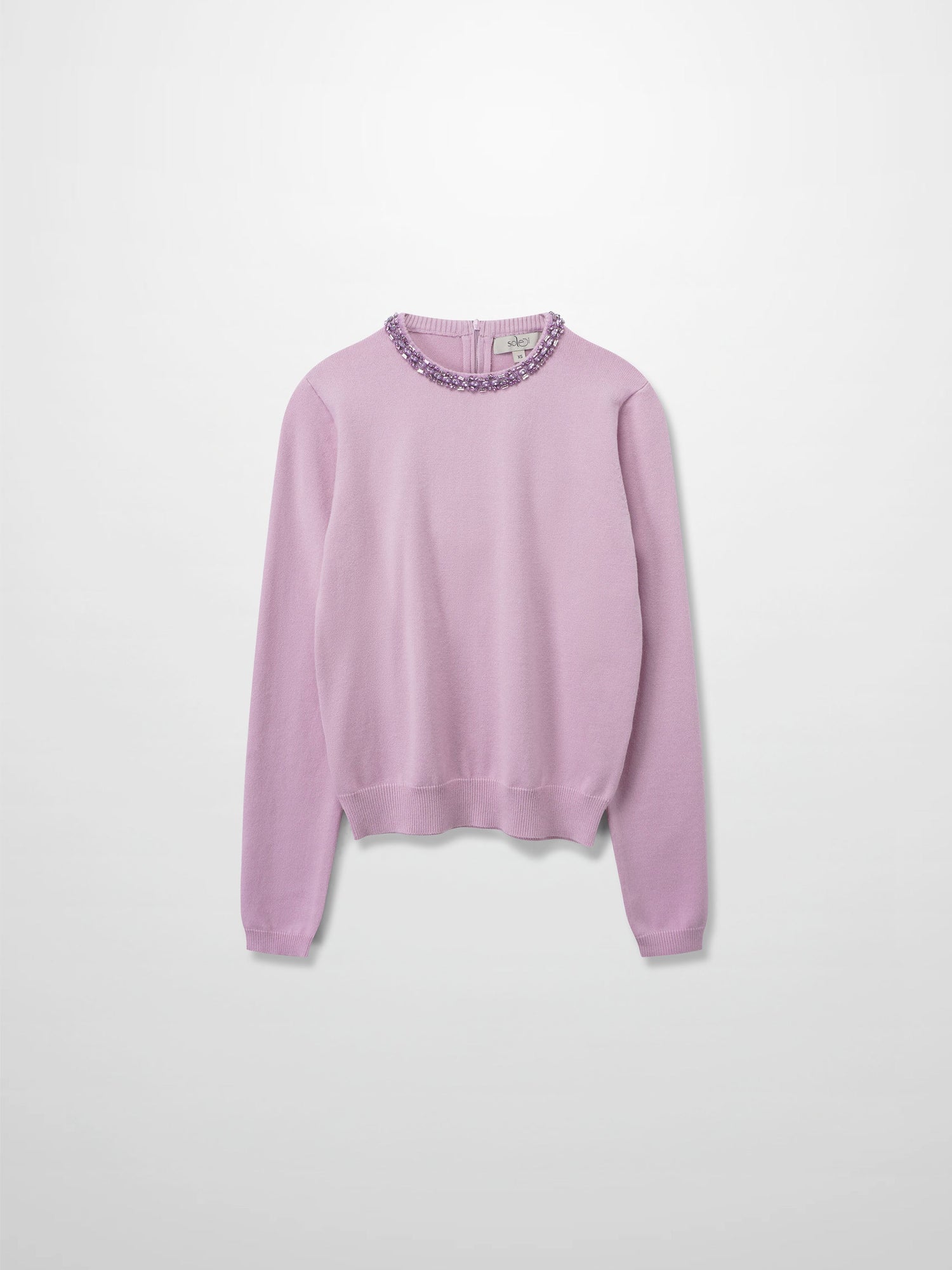 Embellished Crew Sweater-Lilac