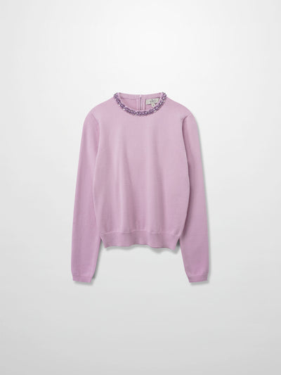 Embellished Crew Sweater-Lilac