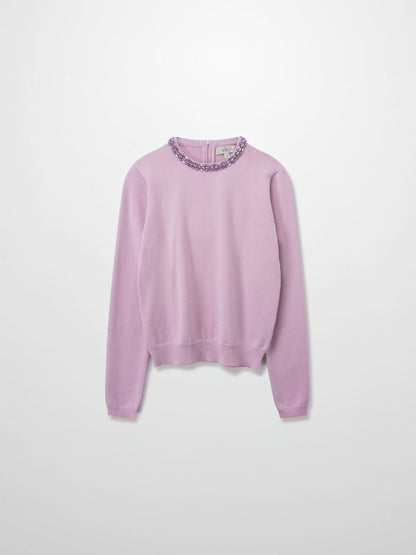 Embellished Crew Sweater-Lilac