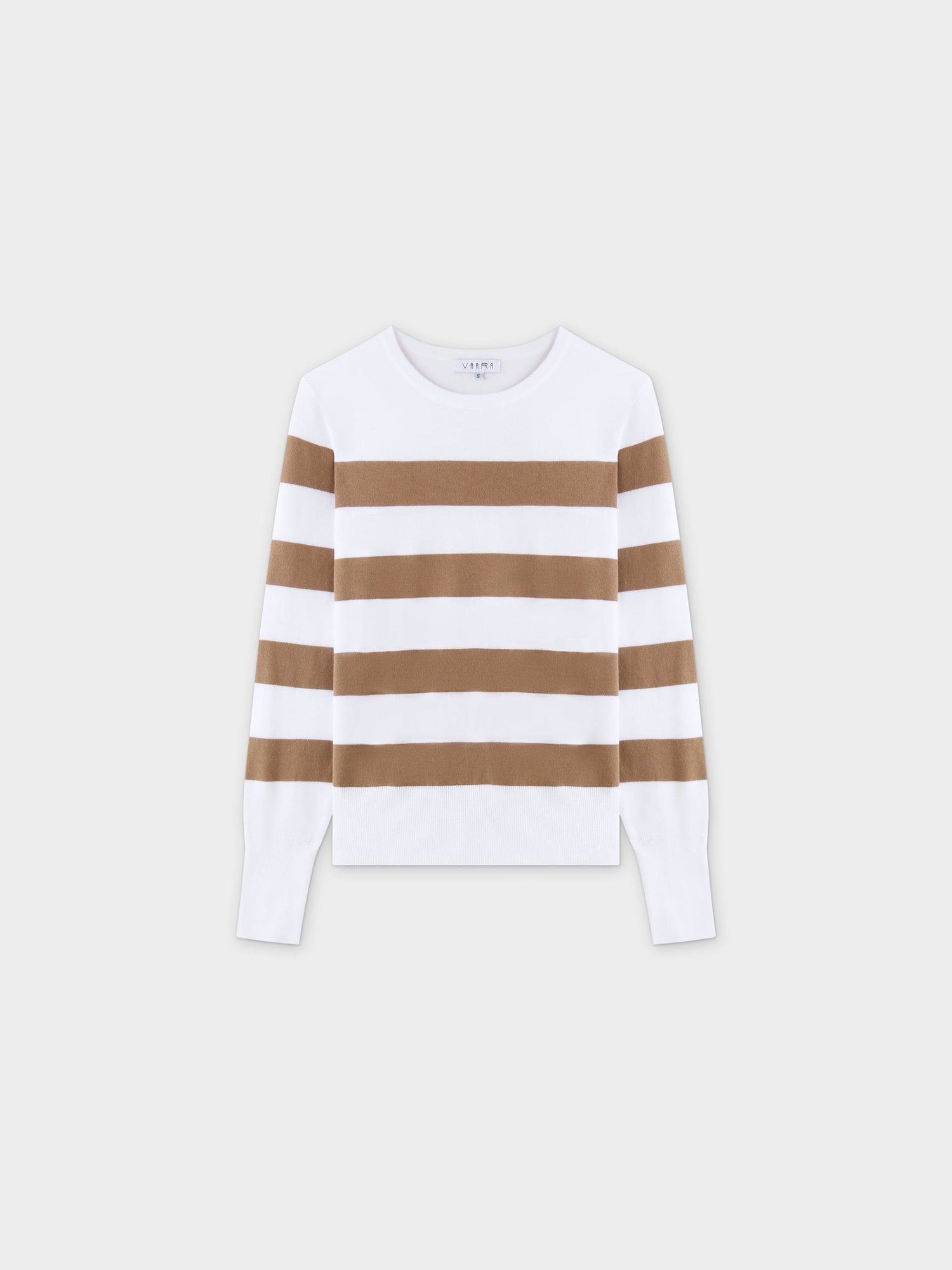 Striped Cotton Sweater-Tan