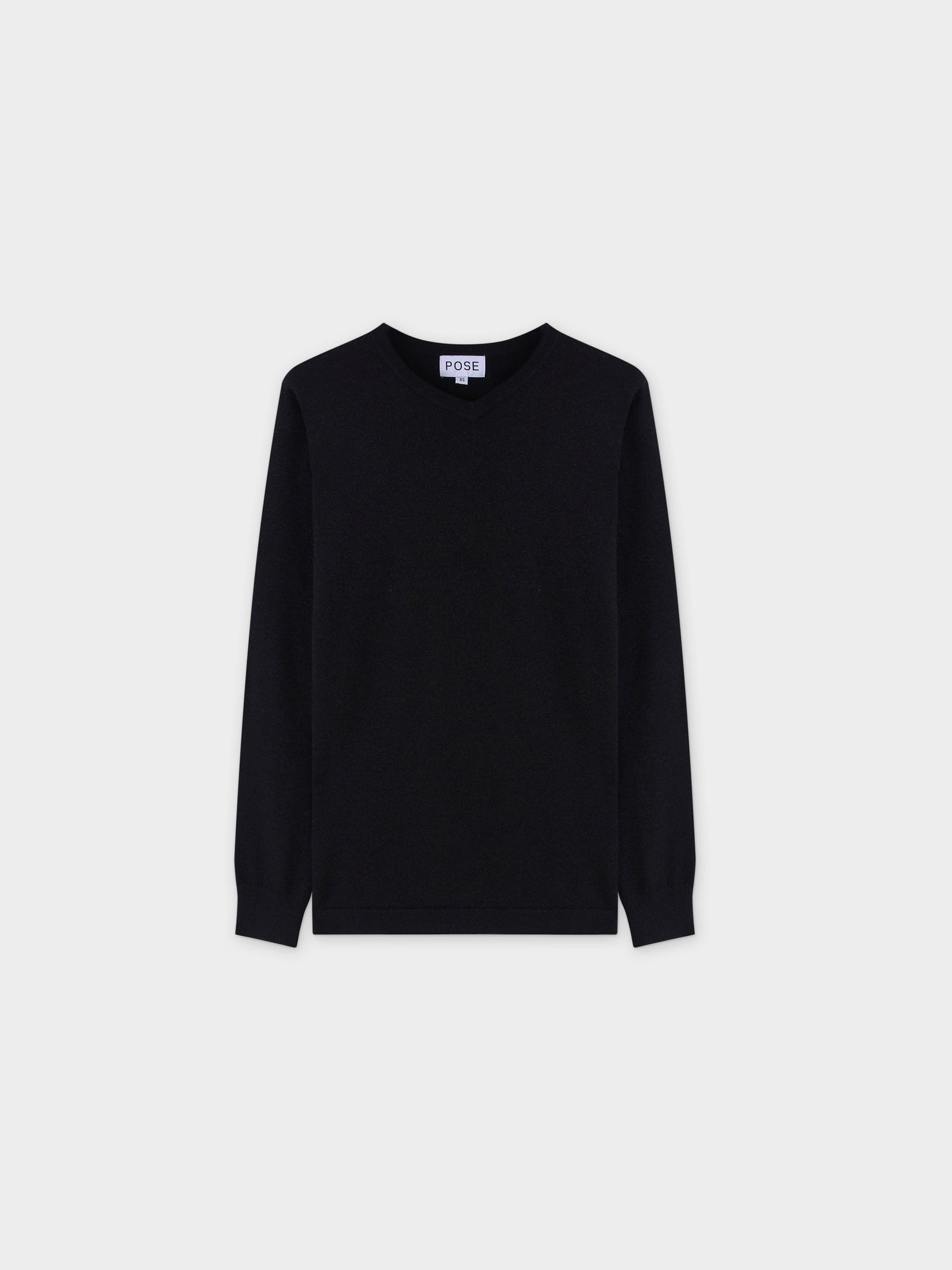 LUREX V NECK SWEATER-BLACK