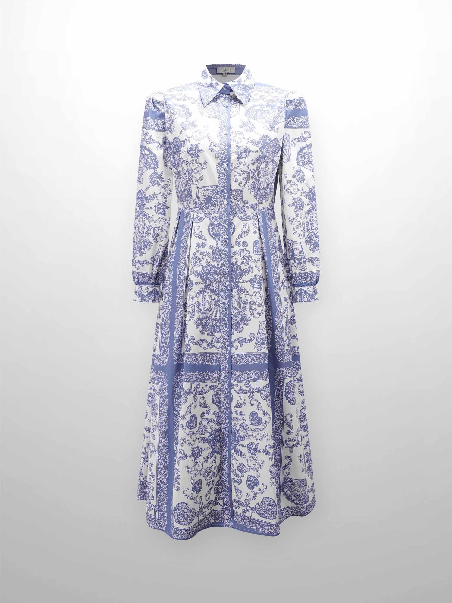 Royal Damask Dress-Blue