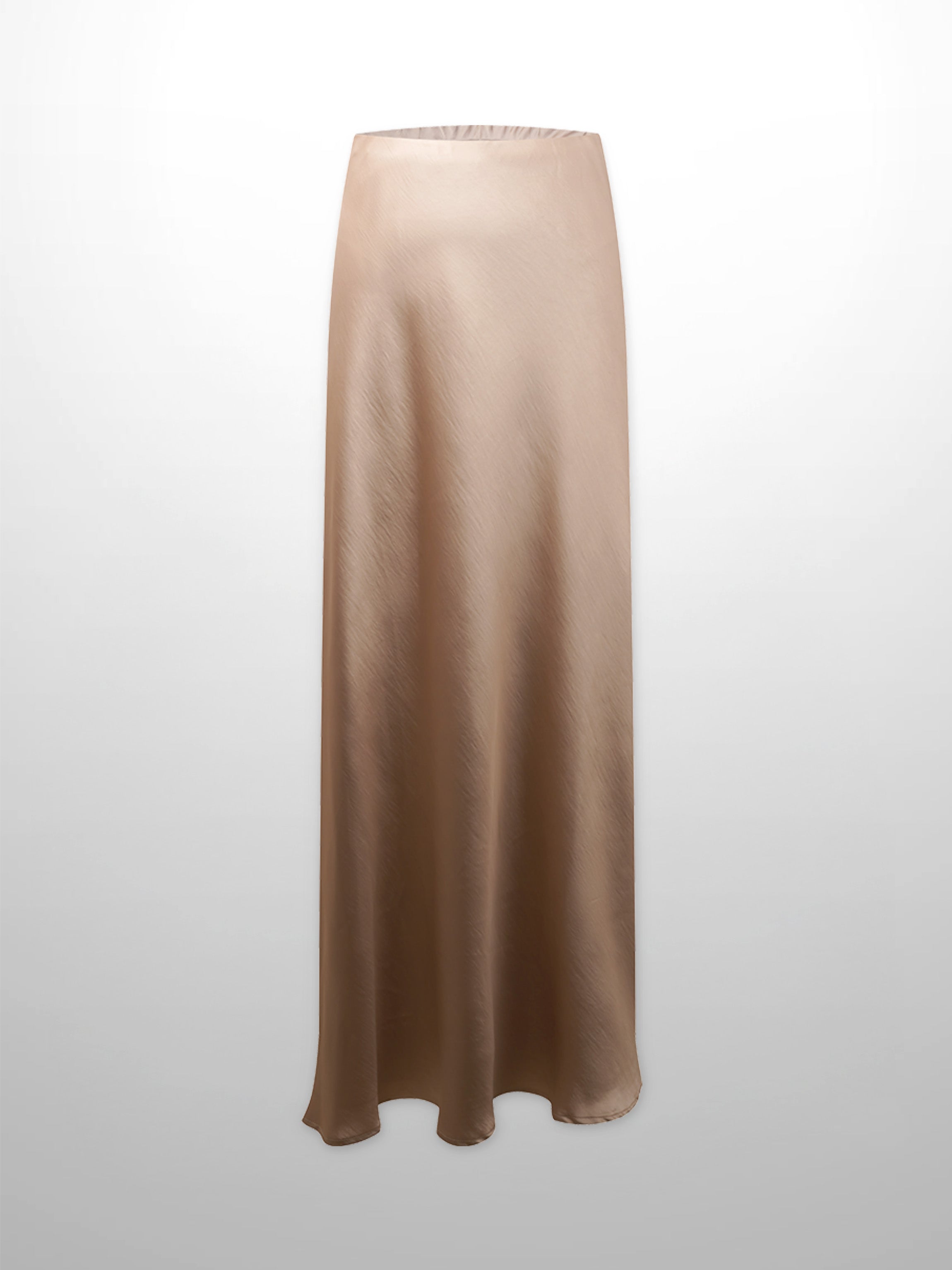 Faux Satin A-Line Skirt-Taupe