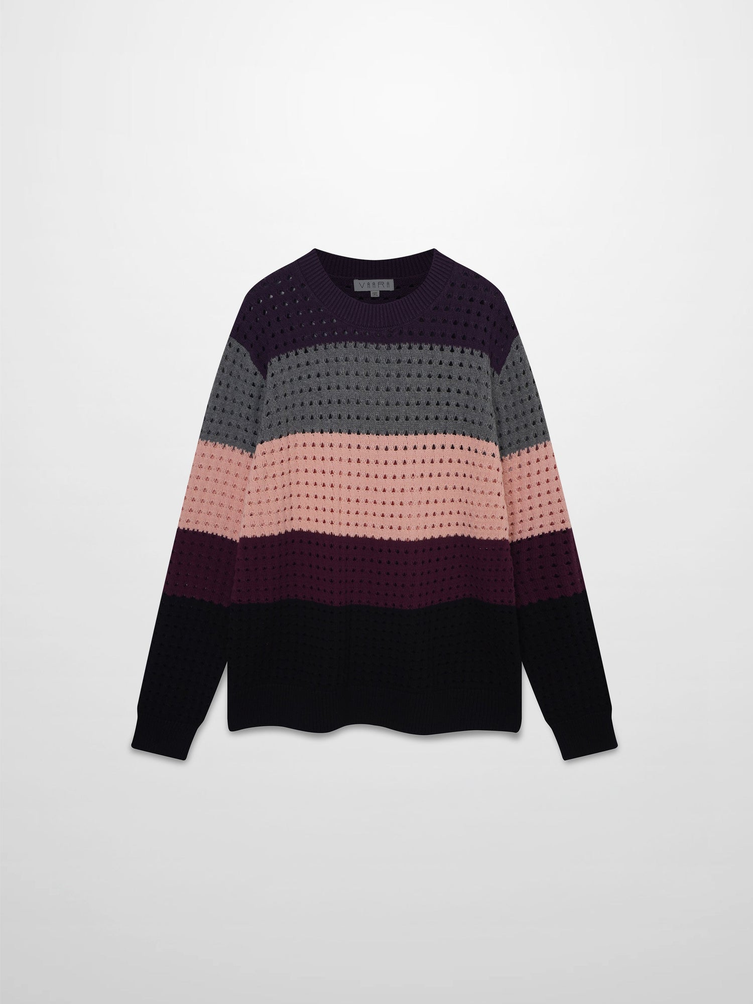 Striped Crochet Sweater-Burgundy