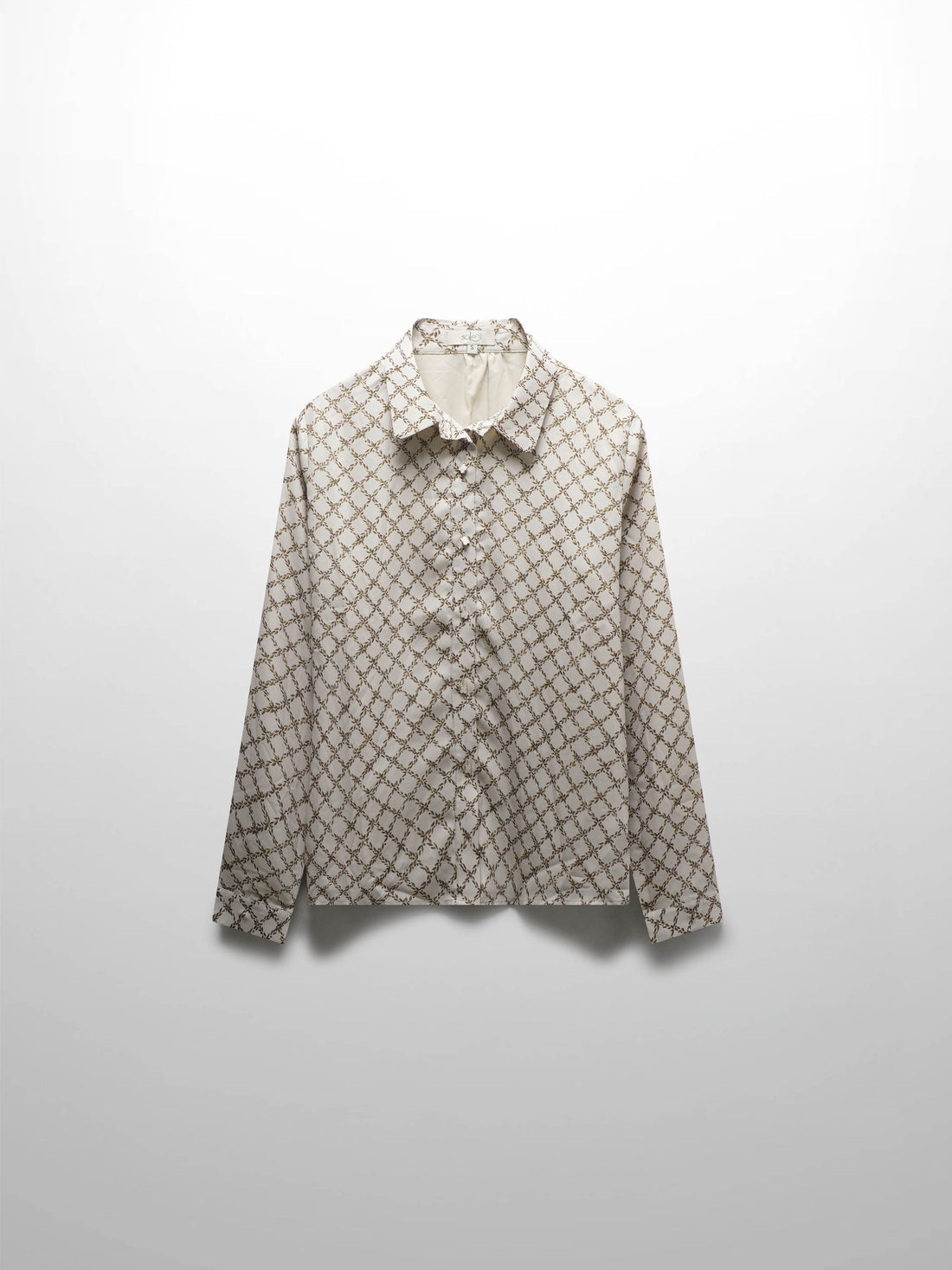 Printed Button Down Blouse-Diamond Leaves