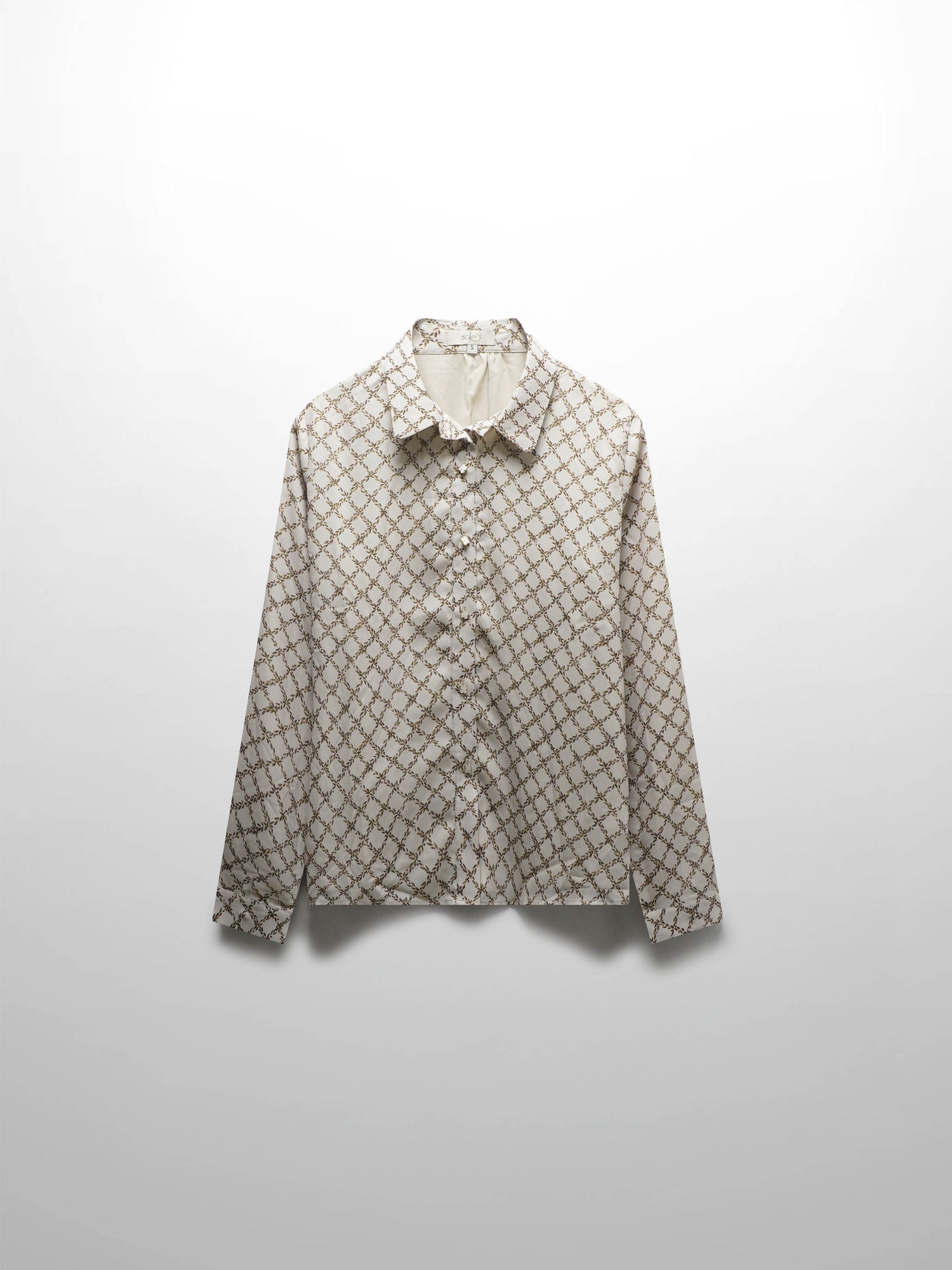 Printed Button Down Blouse-Diamond Leaves