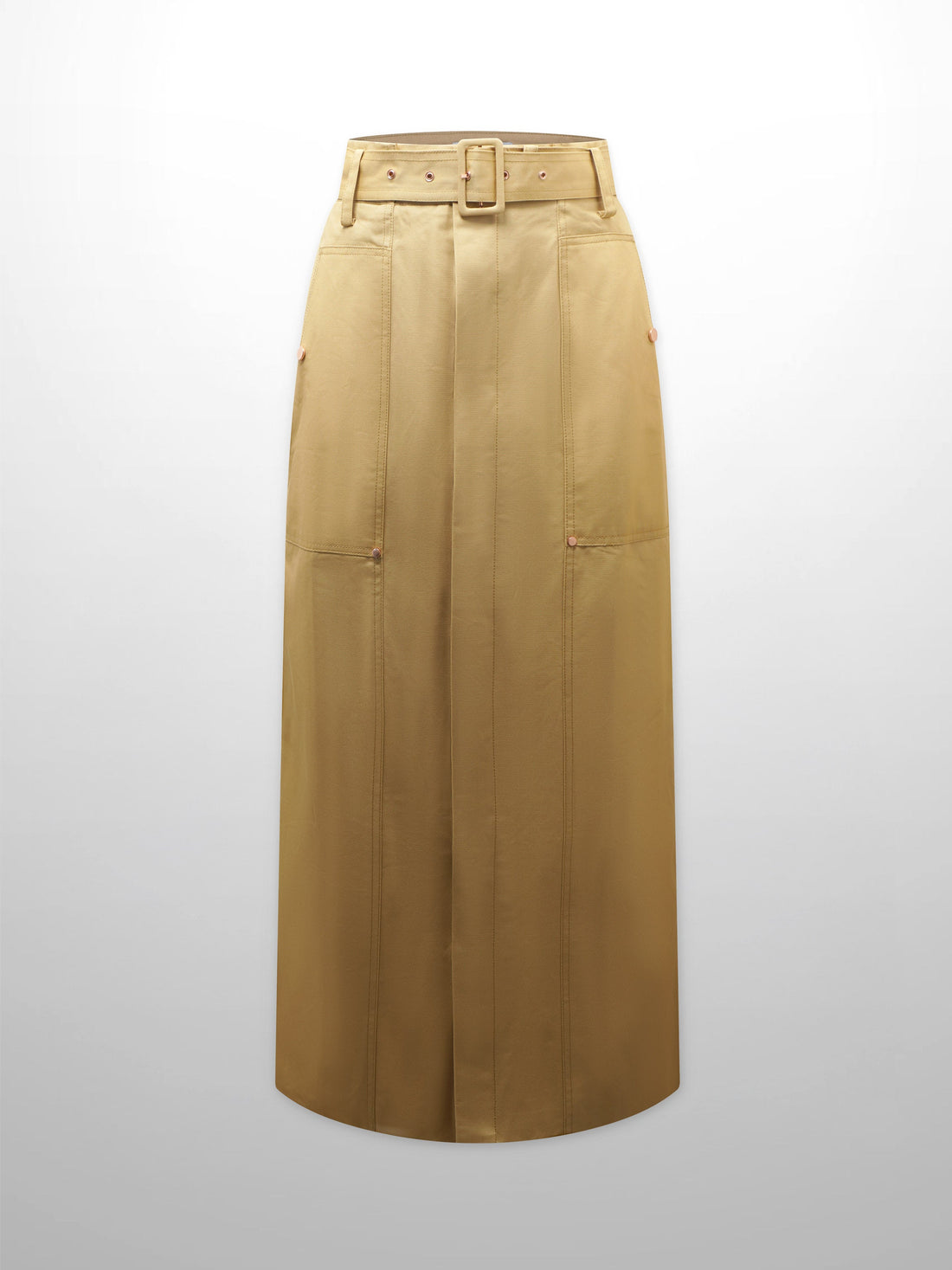 Belted Cotton Cargo Skirt-Desert Sand