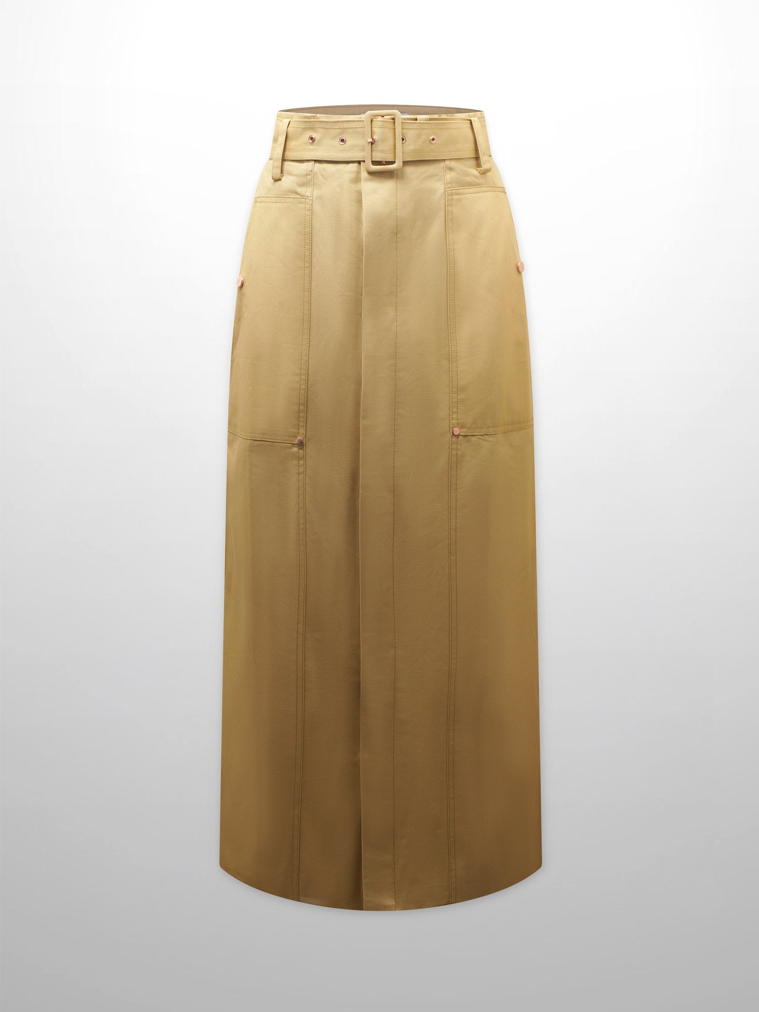Belted Cotton Cargo Skirt-Desert Sand