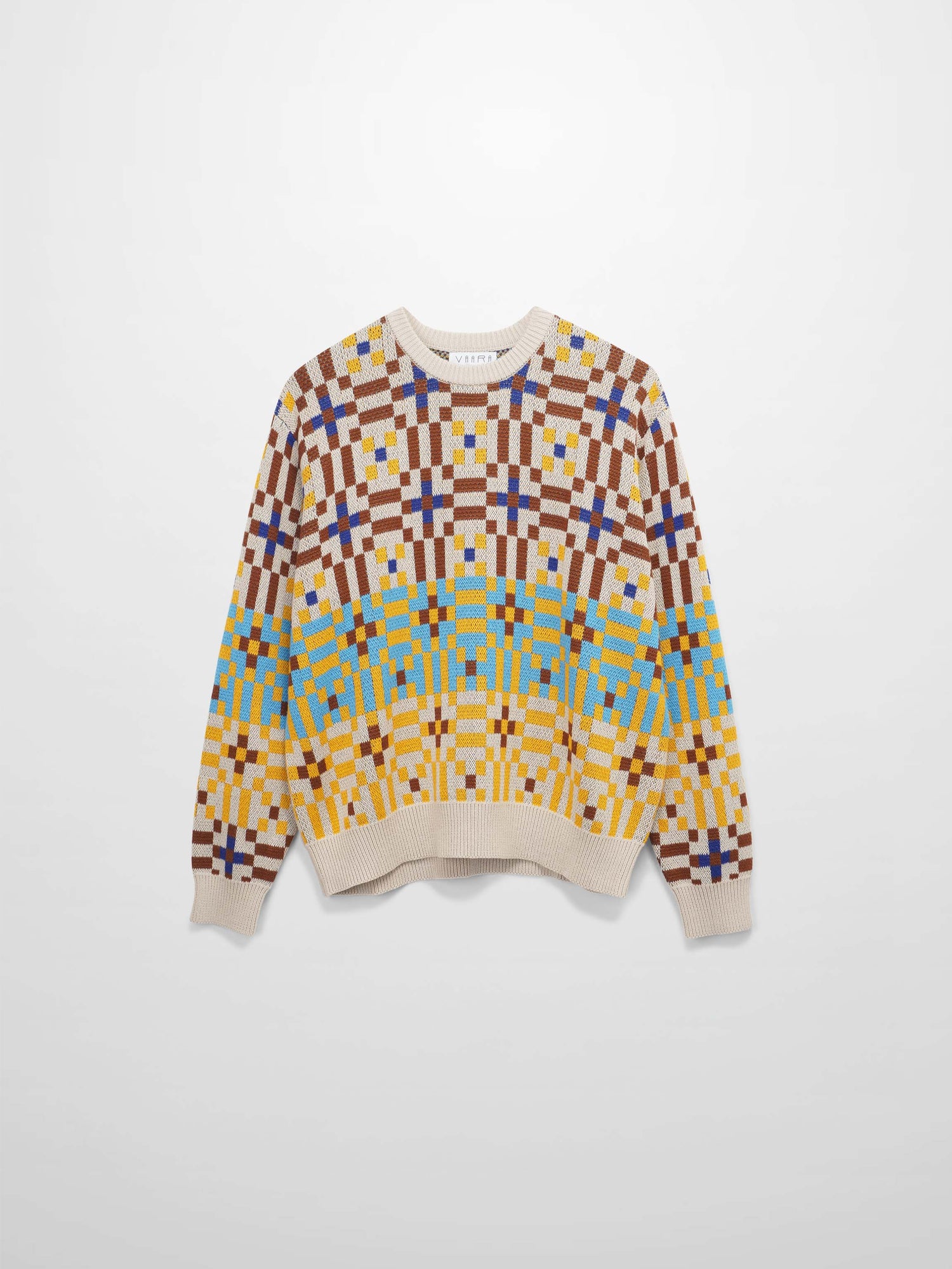 Geometric Design Sweater-Brown