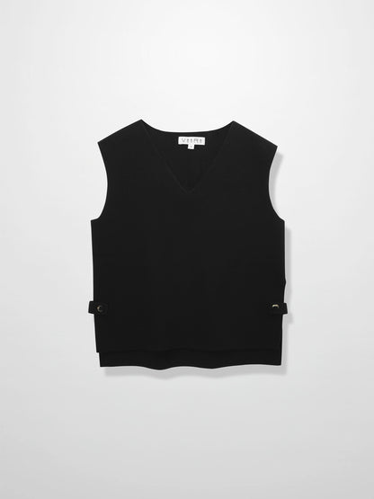 Side Tab Knit Vest-Black