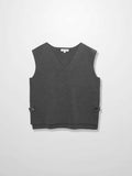 Side Tab Knit Vest-Heathered Grey