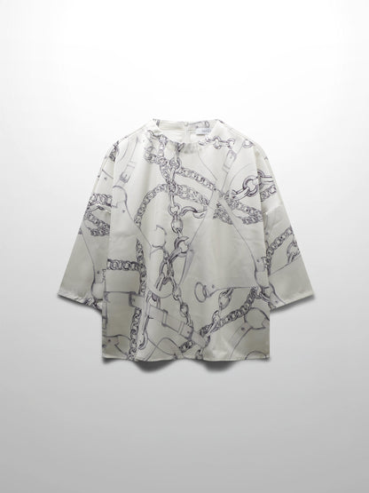 Faux Satin Crop Swing Top-Chains