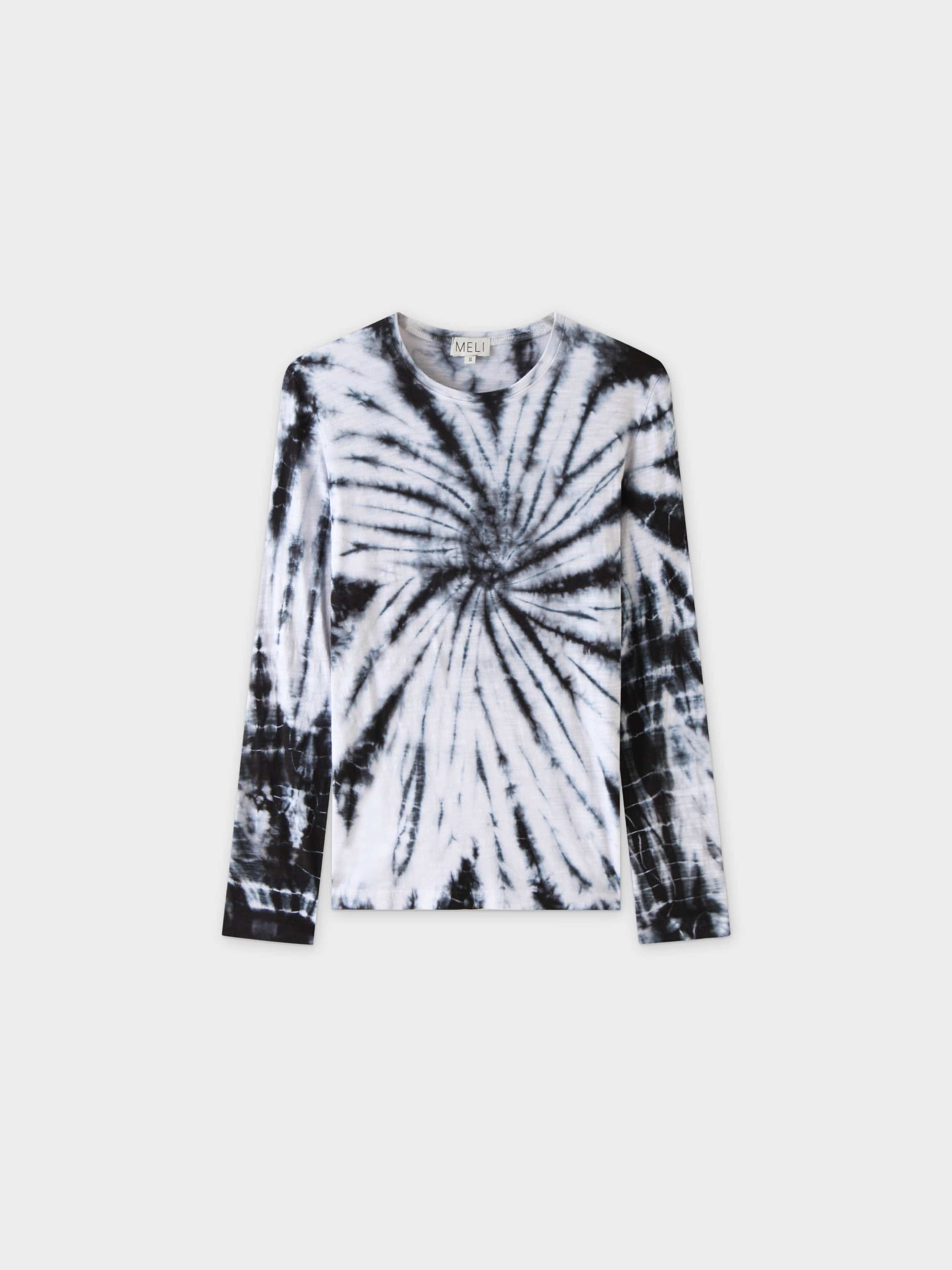 Tie Dye Swirl Tee-Black/White