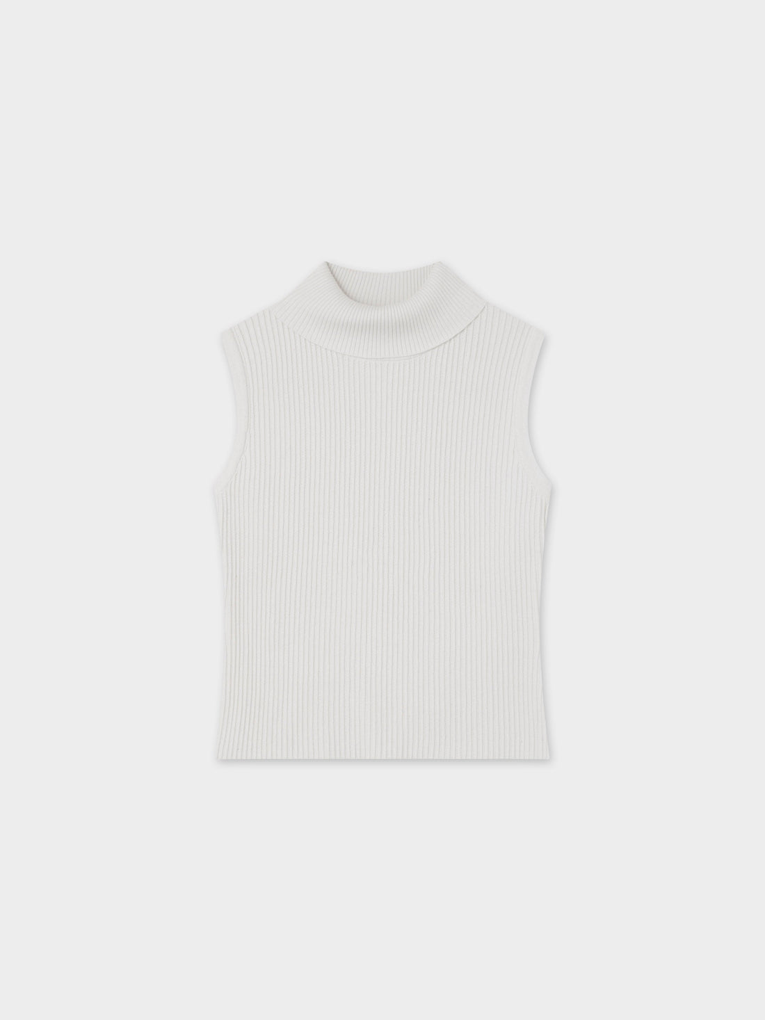 Sleeveless Ribbed Turtleneck-Ivory