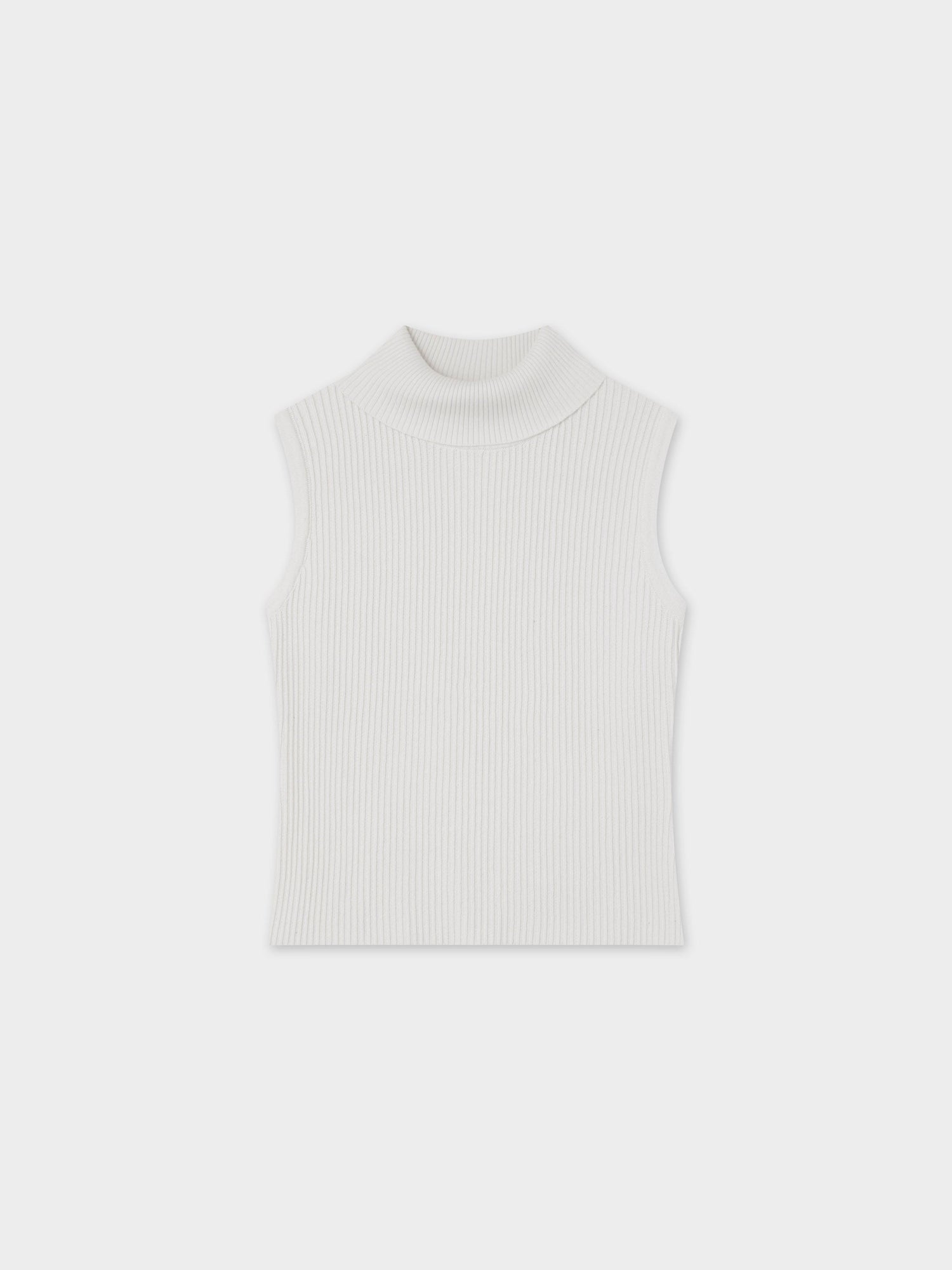 Sleeveless Ribbed Turtleneck-Ivory